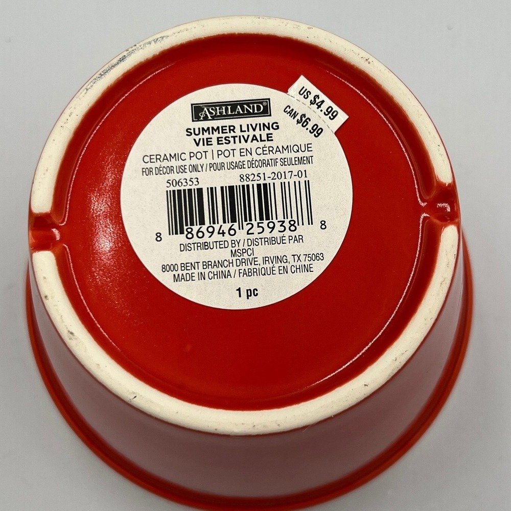Ashland Ceramic Pot Set 2 Home Decor 5in Red Very Good Glossy Summer Living - Picture 8 of 8